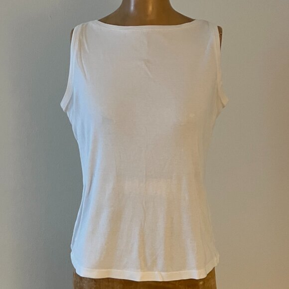 Talbots 100% Pima Cotton Tank Top in Pure Wite - Size Small - Picture 1 of 7